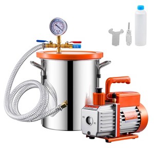VEVOR 3 Gallon Vacuum Chamber and 3.5 CFM Pump Kit, Stainless Steel Chamber, Single Stage Vacuum Pump Degassing Chamber Kit, Silver - 1 of 4