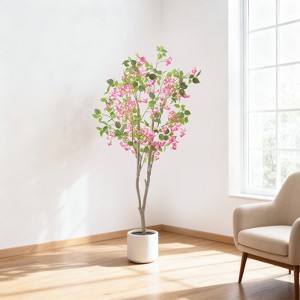 5Ft Artificial Bougainvillea Trees, Tall Fake Plant for Living Room Indoor Potted Faux Plants with Wood Trunk and Flowers - 1 of 4