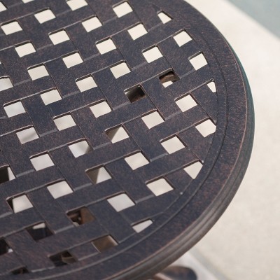 Louis Outdoor 19" Bronze Cast Aluminum Side Table