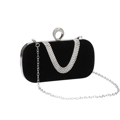 Сумки INSPIRE CHIC U Shaped Evening Bag for Women Rhinestone Clutch Purse with Removable Chain Black 7.5*1.9*4.3 inches