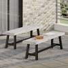 Lyngins 2-Piece Modern Industrial Outdoor Bench Set – Acacia Wood Slat Tops, Weather-Resistant Outdoor Dining Bench, Garden Bench/Patio Bench - 2 of 4