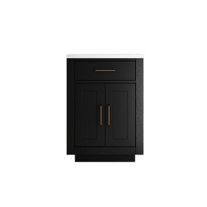 Cesicia Grey Oak Cabinet with Solid Wood Frame, Carb P2 Plywood Body, 2 Drawers, and Soft-Closing Hardware - 1 of 4