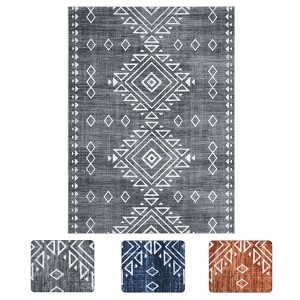 Area Rug Machine Washable Rug Geometric Vintage Non Slip Non Shedding Rugs Low Pile Distressed Throw Carpet for Living Room Bedroom - 1 of 4