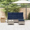 vidaXL 3 Piece Patio Sofa Set with Cushions L-shaped Couch Set Poly Rattan - Gray and Blue - 3 of 4