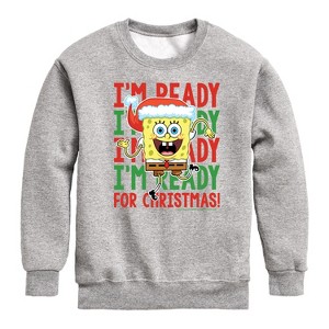 Boys' - SpongeBob SquarePants - I'm Ready For Christmas Graphic Long Sleeve Fleece Sweatshirt - 1 of 4