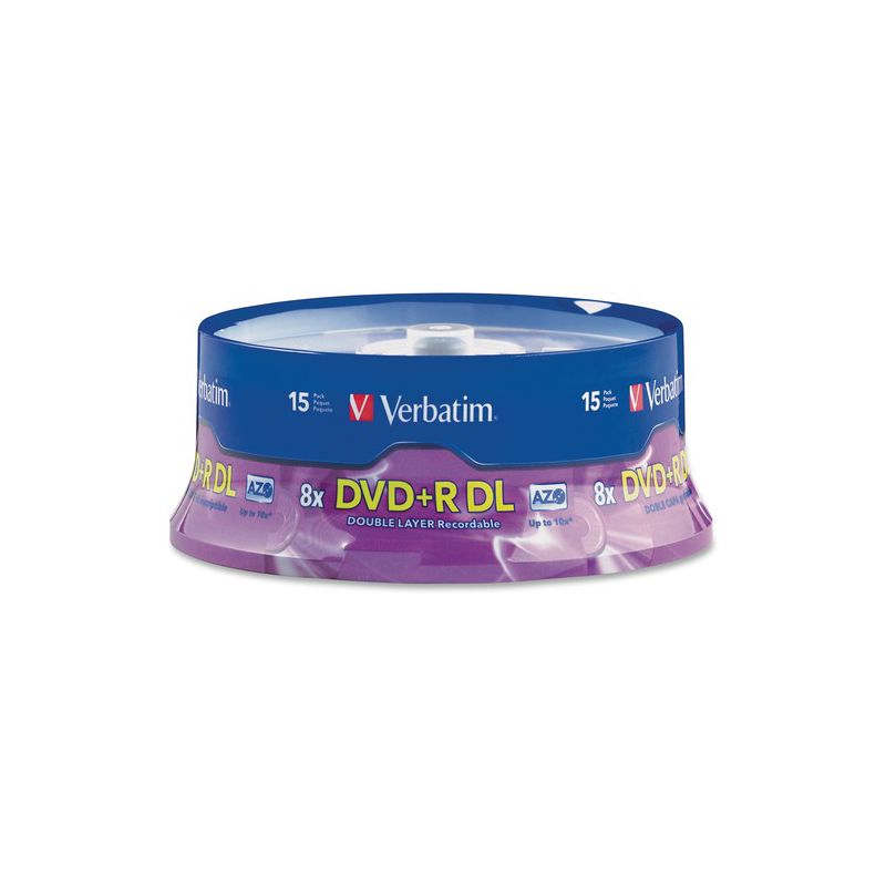 Verbatim DVD+R DL 8.5GB 8X with Branded Surface - 15pk Spindle, 1 of 3