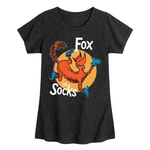 Girls' - Dr. Seuss - Fox In Socks Jumping Fitted Short Sleeve Graphic T-Shirt - 1 of 4