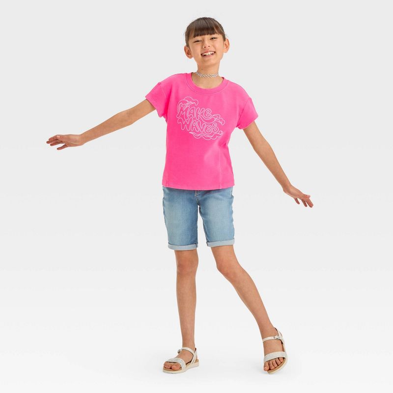 Girls&#39; Short Sleeve Icons French Terry Washed Top - Cat &#38; Jack&#8482;, 4 of 5