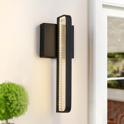 Rennnsan Ombrya 13"H Hardwired Rectangle Industrial LED Dimmable Outdoor Wall Sconce in Black