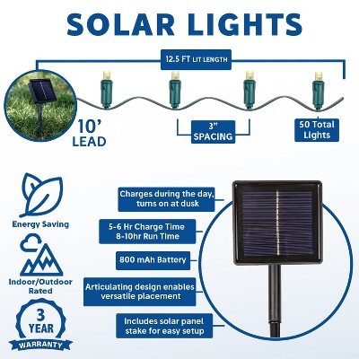 Solar Powered Multicolor LED Outdoor Christmas String Lights, 150 inches