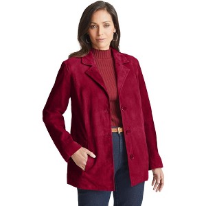 Jessica London Women's Plus Size Suede Blazer - 1 of 4