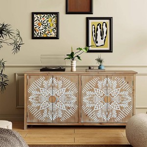 ORRD 60" Wood Accent Cabinet with 4 Doors - Multi-Use for Various Rooms - 1 of 4