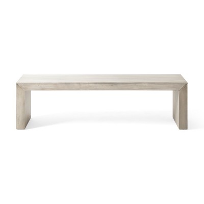Countryside Charm Acacia Wood Bench in Light Gray Oak