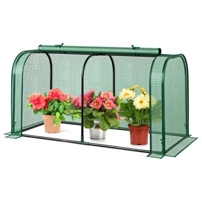 Costway Portable Mini Greenhouse 47" x 22" x 24" Outdoor Indoor Tunnel Greenhouse Green/White