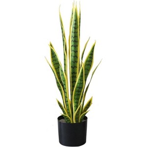 Artificial Snake Plant with Pot, Fake Potted Sansevieria Plant, Tropical for Indoor Outside Living Room Home Office Garden Decor - 1 of 4