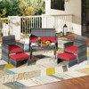 Costway 6PCS Patio Furniture Set Outdoor Sectional Conversation PE Rattan Sofa Set Black/Gray/Navy/Red/White/Turquoise - 4 of 4