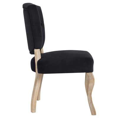 Elegant Noir Velvet & Weathered Wood Dining Chair