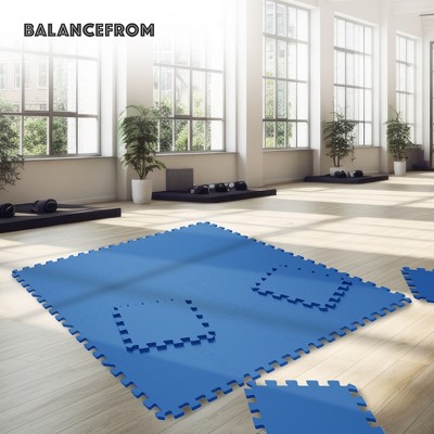 Blue 24 Square Feet EVA Foam Interlocking Gym Floor Tiles
