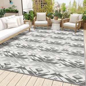 coucheta Indoor Outdoor Washable Area Rug, Vintage Moroccan Geometric Pattern Non-Slip Low Pile Carpet, for Patio, Living Room, Porch, Backyard - 1 of 4