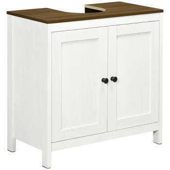 kleankin Pedestal Sink Storage Cabinet, Under Sink Cabinet with Double –  ShopEZ USA