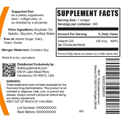 BulkSupplements Vitamin D3 Softgels