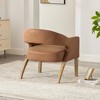 Lyngins 25.79" Wide Modern Barrel Chair, Open Back Upholstered Accent Chair with Weathered Solid Wood Legs, PU Fabric Dining Chair for Dining Room - 4 of 4
