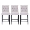 WestinTrends Hayes 24" Linen Fabric Tufted Counter Stool (Set of 3) - 2 of 3