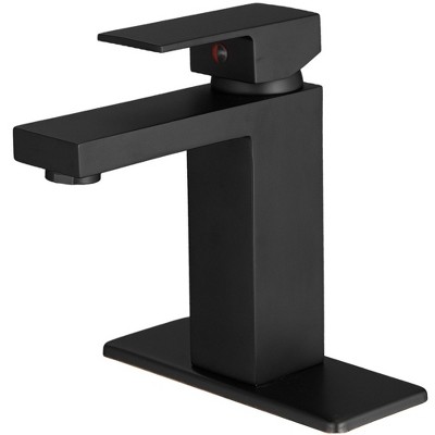 BWE Single Handle Single Hole Low-Arc Bathroom Faucet with Supply Line