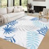 5*7 Machine-Washable Foldable Tropical Floral Rug Thin Carpet for Bathroom Living Bedroom Kitchen Non-Slip Shed-Free Fade-Resistant Summer Clean Blue - 3 of 4