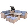 Outdoor 6-Piece All-Weather PE Rattan Wicker Sofa Set with Storage,Adjustable Seat And Tempered Glass Table-Maison Boucle - 4 of 4