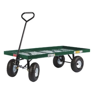 FARM-TUFF Durable Metal Mesh Deck Garden Wagon Utility Cart with Flat-Free Tires, Green, 24" x 48" - 1 of 1