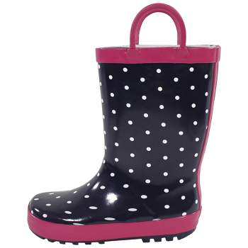 Hudson Baby Rain Boots, Navy Dots Pink