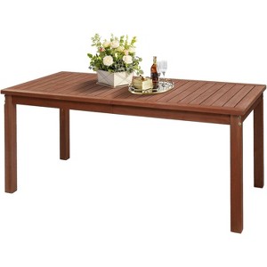 VINGLI 69-inch Large Outdoor Wood Dining Table for Patio, Solid Wood Farmhouse Table 35x30 Inches, Waterproof Wooden Table for Garden, Backyard, Deck - 1 of 4