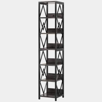 Tribesigns 75-Inch Tall 6-tier Narrow Bookshelf Storage Shelves, Grey
