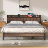 Lusimo Bed Frame King Upholstered Platform Bed with Storage Headboard and Charging Station - 2 of 4