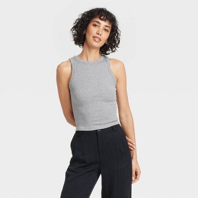 Women's Slim Fit Cropped Ribbed Tank Top - A New Day™