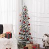 NAYSAYE 5ft Artificial Pencil Christmas Tree with 263 Snow Flocked Tips and Stable Metal Base for Holiday Decoration, Green, 17.7"*17.7"*59.1" - 2 of 4