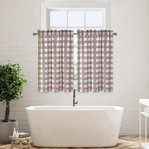 Buffalo Plaid Gingham Farmhouse Kitchen Curtains for Bathroom - 1 of 4