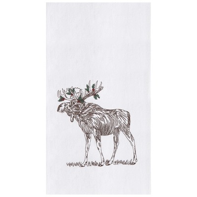 C&F Home Holly Moose Embroidered Flour Sack Dishtowel