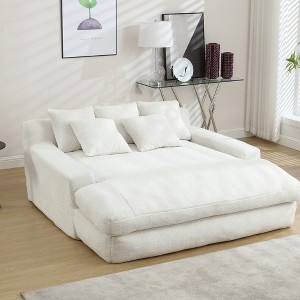 MOONMISS Chenille 2-seater lazy sofa With 5 back pillows,Comfy Sofa- Deep Seat Couch for Living Room,Club - 1 of 4