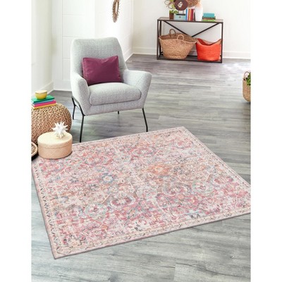 Unique Loom Nostalgia Gossamer Floral and Botanical Washable Indoor Flatweave Woven Area Rug