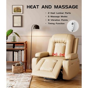 Oversized Power Lift Recliner Chair - Heat and Massage, PU Leather, Electric Lift Chair Designed for The Elderly and People with Mobility impaired - 1 of 4