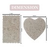 Bell Flower Collection Tufted Bath Rugs, Extra Soft and Absorbent, Non-Slip Bath Mats, Machine Washable Bathroom Mats, 2 Piece Set with Heart, Linen - 3 of 4