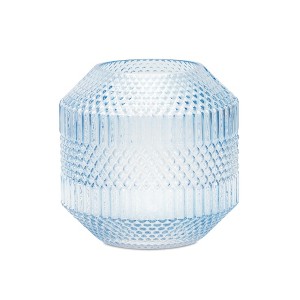 HomeRoots 7" Pale Blue Geometric Cylinder Glass Table Vase - 1 of 4