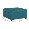 CAVINAS Elegant Fabric Storage Ottoman Bench with Dark Birch Legs,Versatile Footstool and Entryway Seating,Storage Bench for Bedroom,Entryway,Teal - 3 of 4