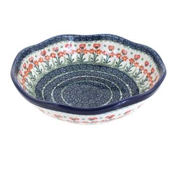 Blue Rose Polish Pottery 273 Ceramika Artystyczna Large Scallop Bowl