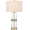 Cal Lighting Lenoir 150W 3 Way Glass Table lamp with Drum hardback Fabric Shade. Priced and Sold as Pairs - 3 of 4