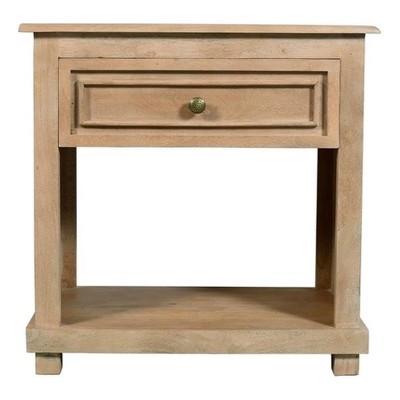 Moti Jenna Jenna 1-Drawer Solid Wood Nightstand in Seadrift Finish Seadrift Beige