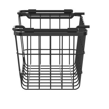 Modern Black Metal Wire 3-Piece Stackable Storage Basket Set