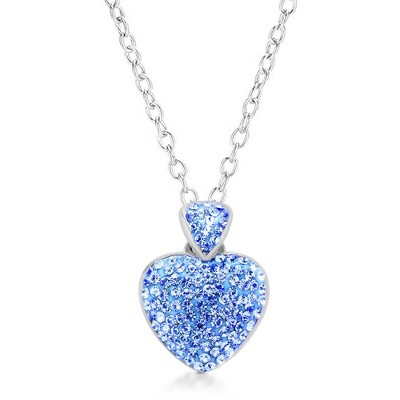 Chanteur Hypoallergenic Kids Jewelry Accessories Heart Blue Crystal White Gold Palladium Plating Necklace Pendant